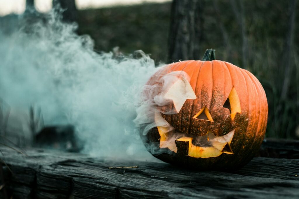 close-up of pumpkin near wall, Halloween,